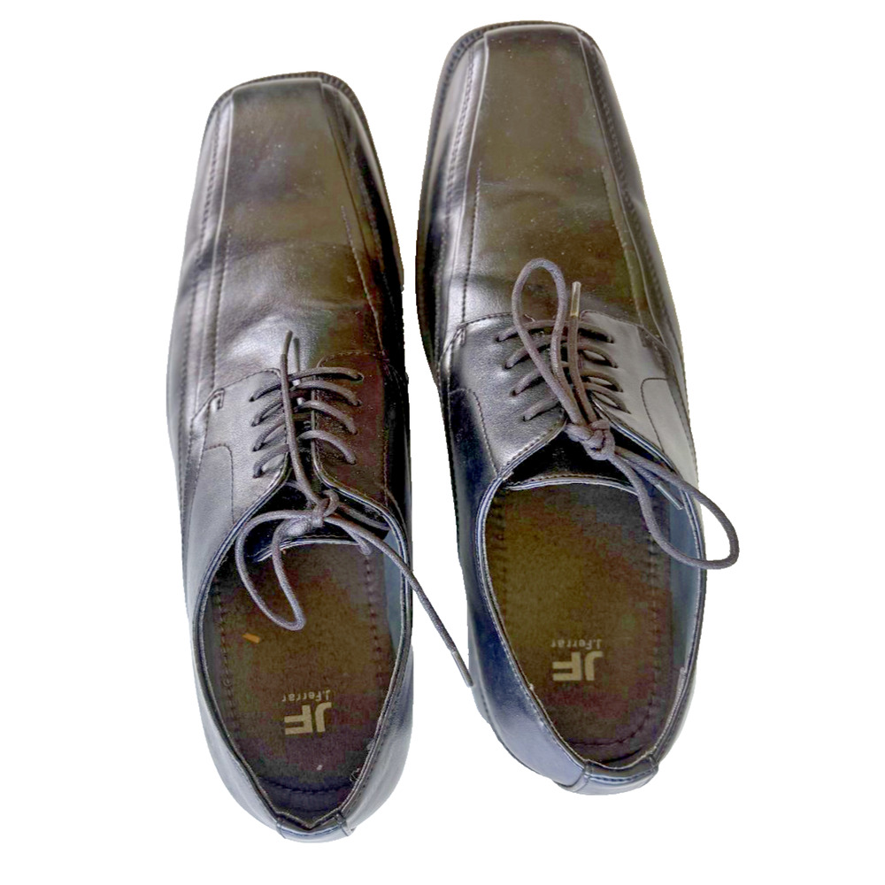 JF J Ferrar Derby Black Lace Up Dress Shoe Oxford Work Basic Men size 10.5M